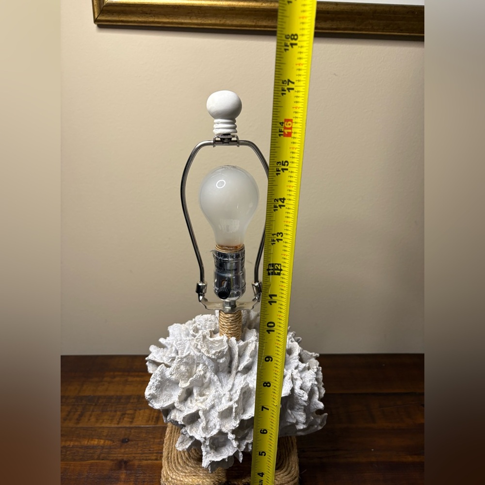 Two’s Company Faux Coral Table Lamp- White - Picture 8 of 9
